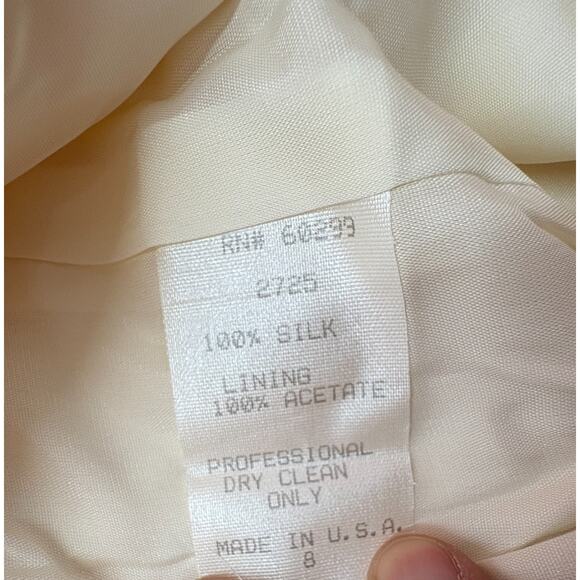 Noviello Bloom Silk 2‑Piece Pant Suit Size 8 Ivory Blush Made in USA Womens - Picture 4 of 16